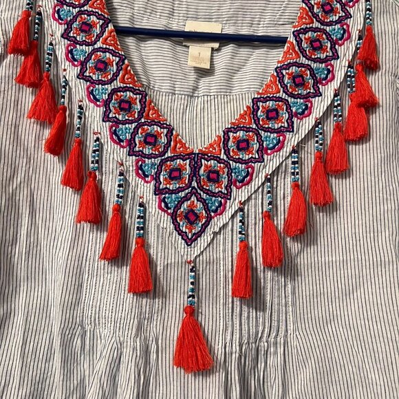 Chico pleasant Embroidered blouse, with tassels size 1 - Picture 3 of 12